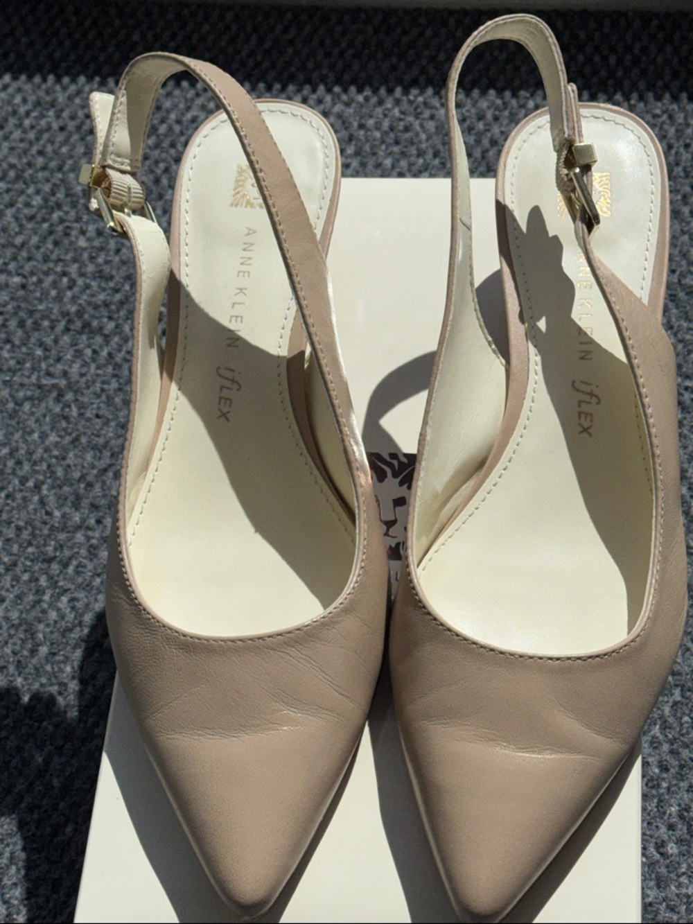 Anne Klein Natural Color Pointed Slingback Pumps- AK Expert Kitten heels iFlex